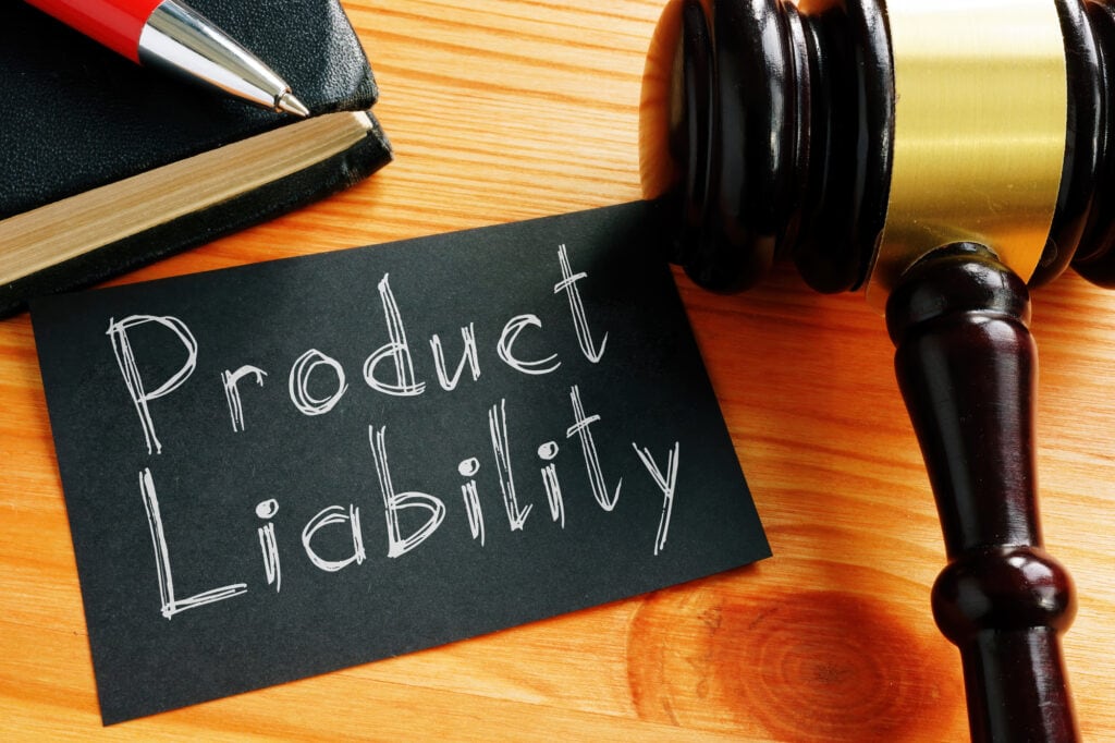 Product Liability is shown on a photo using the text
